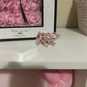 Pink Jeweled Pig Trinket Box